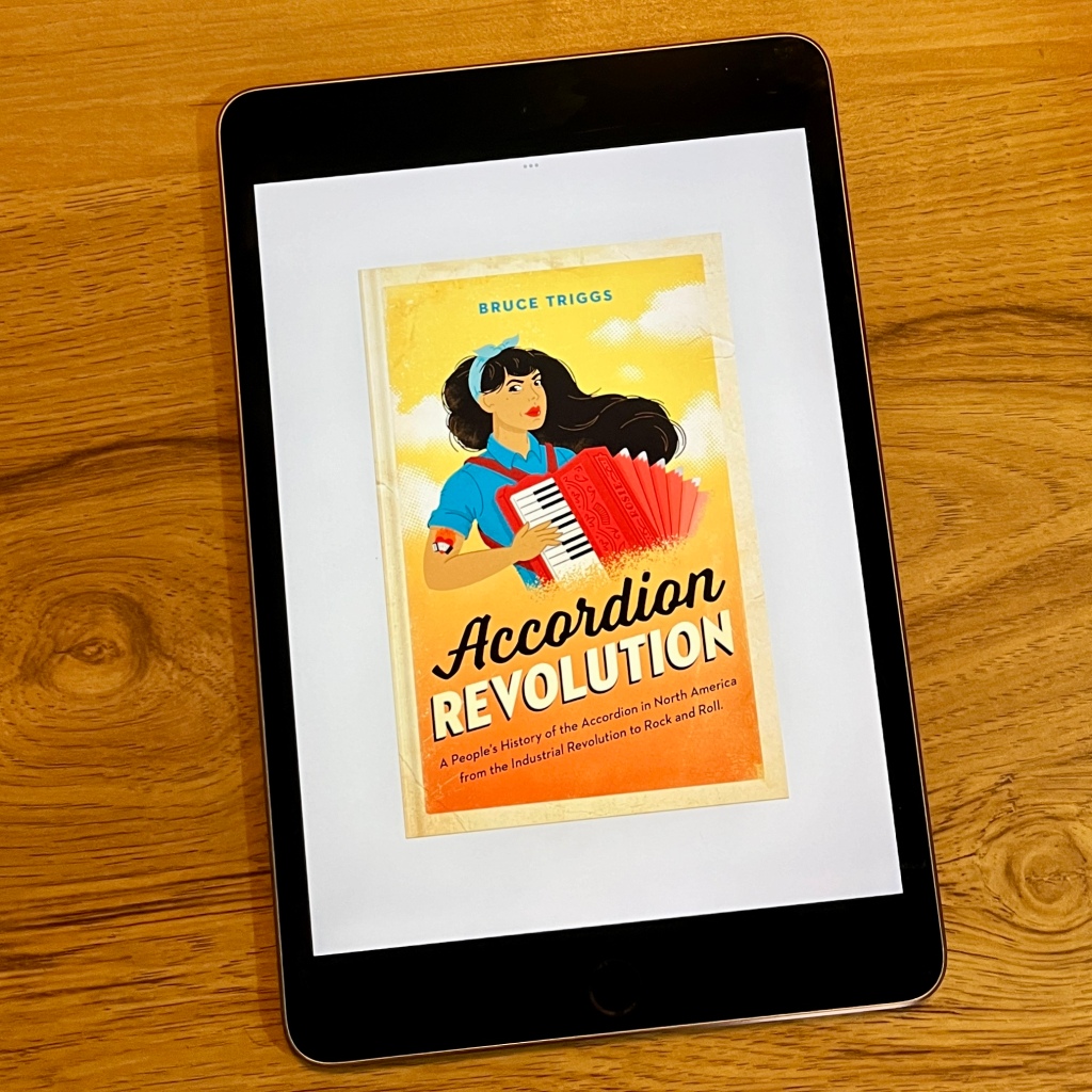ebook reader showing the cover of Accordion Revolution.